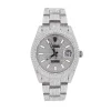 DJ 41MM MOISSANITE DIAMOND TWO ROW STONE BEZEL WATCH 35CT