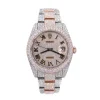 DJ TWO-TONE ROSE GOLD ROMAN NUMERALS 41MM MOISSANITE DIAMOND WATCH 35CT