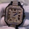 Cartier Black And Gold Moissanite Daimond Watch