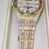 Yellow Gold Moissanite Diamond Iced Out Watch| AP Swiss Automatic Movement Watch - Image 2