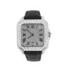 Cartier VS Moissanite Diamond Automatic Black Croco Leather Band Buss Down bezel Watch GRA Certified Passes Diamond Tester Luxury